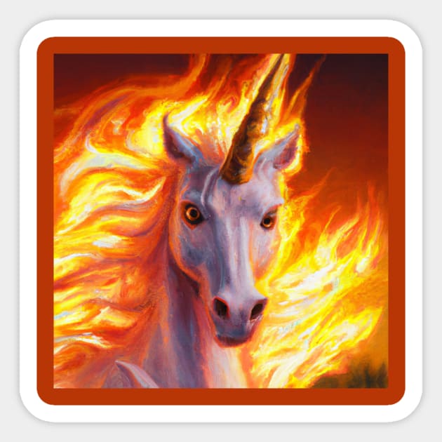 Unicorn Emerges From a Mystic Fire Sticker by Star Scrunch